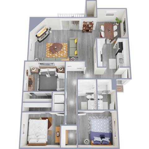 a floor plan of a 3 bedroom apartment